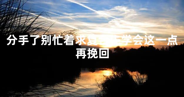 分手了别忙着求复合先学会这一点再挽回