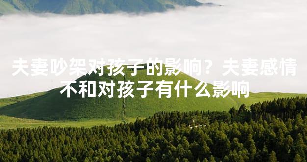 夫妻吵架对孩子的影响？夫妻感情不和对孩子有什么影响