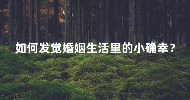 如何发觉婚姻生活里的小确幸？