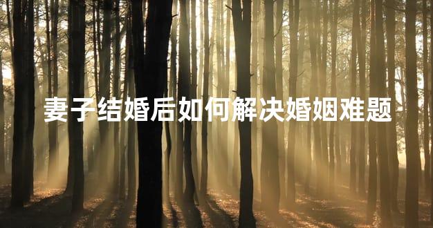 妻子结婚后如何解决婚姻难题