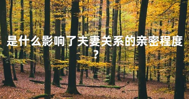 是什么影响了夫妻关系的亲密程度？