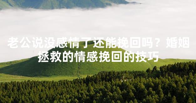 老公说没感情了还能挽回吗？婚姻拯救的情感挽回的技巧